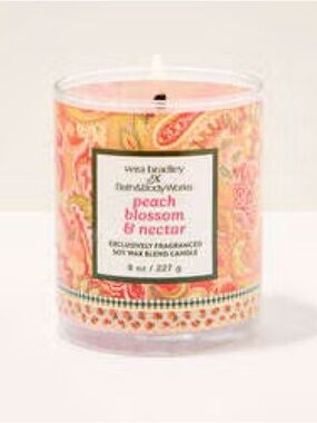Vera Bradley & BBW Peach Blossom & Nectar Paisley Candle Jar - Coral